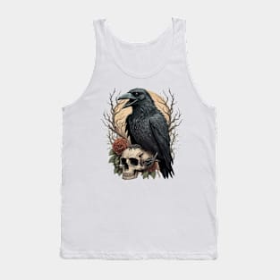 the raven with a skeleton head illustration Tank Top